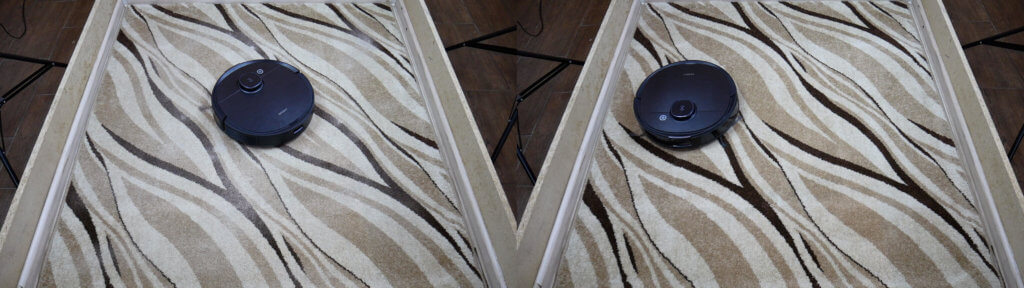 Recogiendo arena en una alfombra Ecovacs