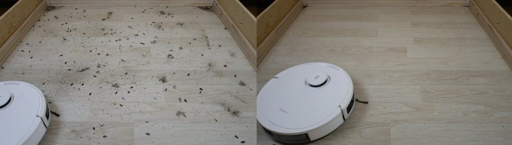 „Ecovacs Deebot OZMO N8 PRO“ surenka šiukšles nuo laminuotų grindų