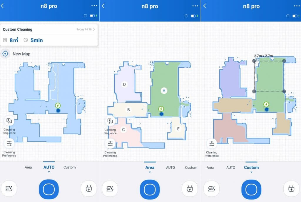 „Ecovacs Deebot OZMO N8 PRO“ valymo režimai