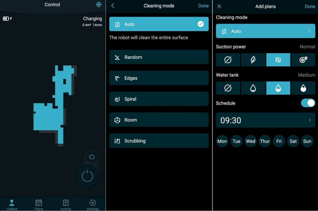 Valymo parametrų nustatymai