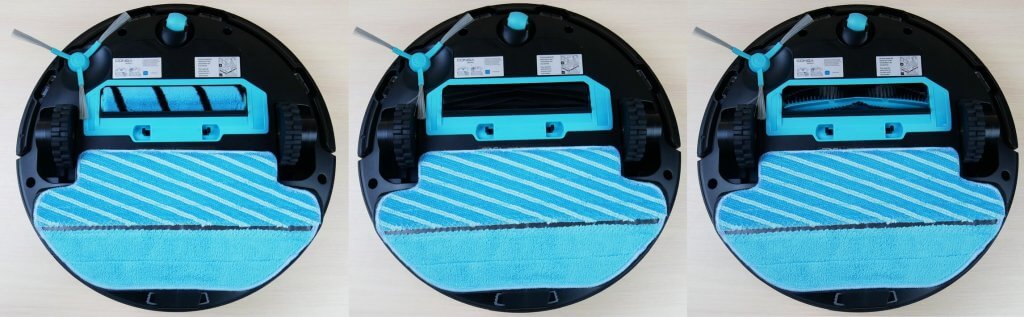 Vaizdas iš apačios su skirtingais turbo šepečiais