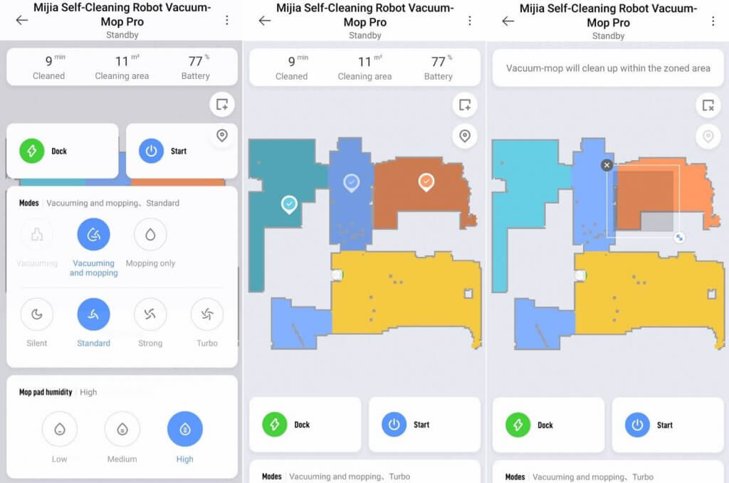 Valymo parametrų nustatymai