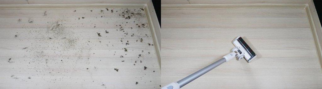 Roidmi M10: איסוף פסולת על ריצוף למינציה