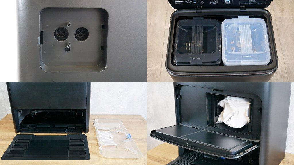 „Ecovacs Deebot X2 PRO“: pagrindiniai stotelės komponentai