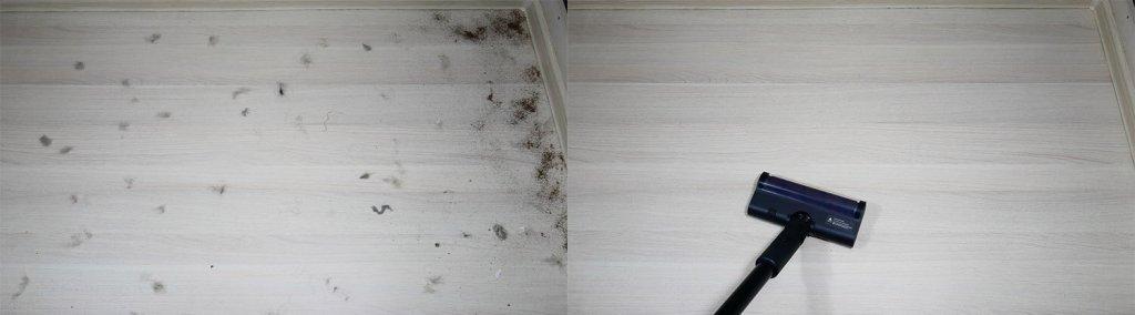 Dreame H12 Dual: Pobiranje umazanije na laminatnih tleh