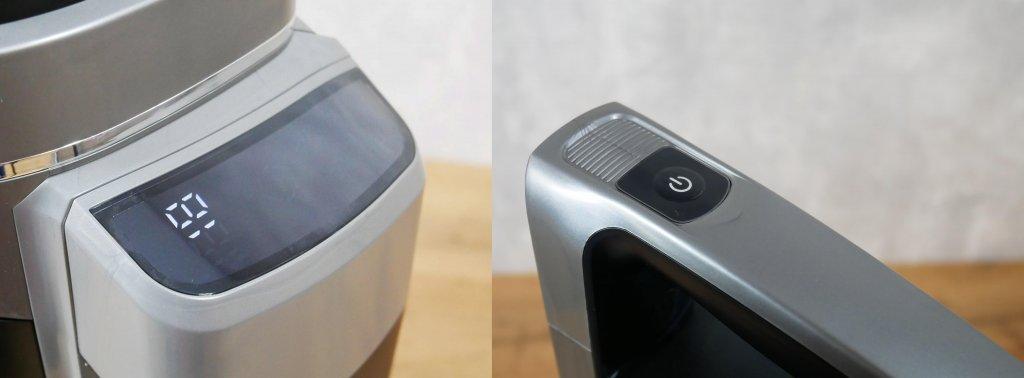 Pantalla y botón de encendido