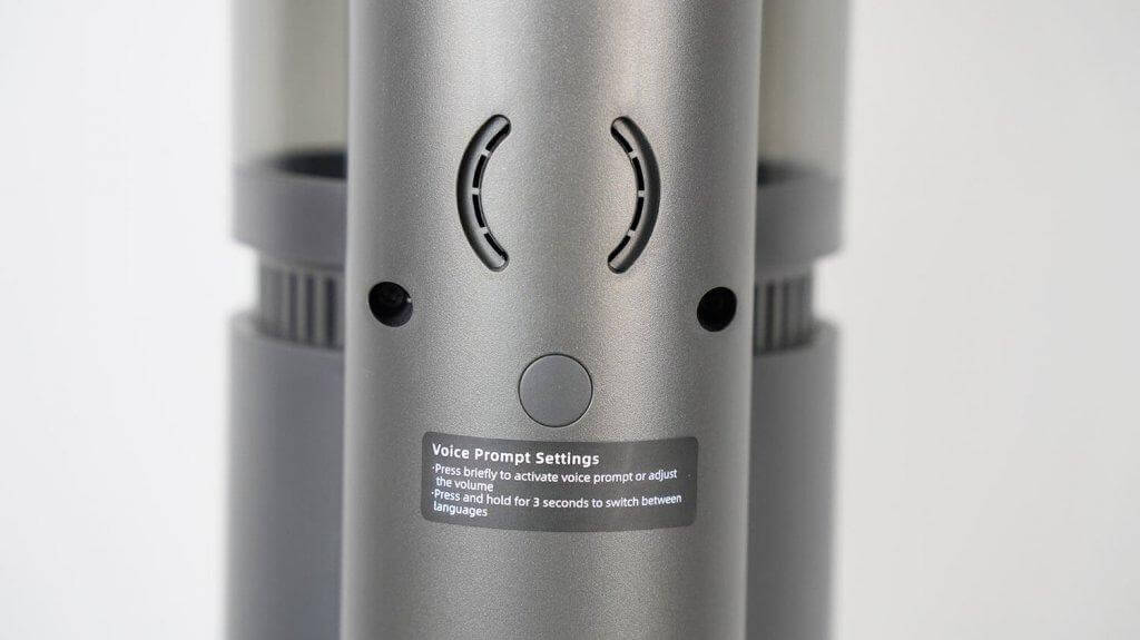 „Dreame H11 Core“: balso pranešimų nustatymų mygtukas