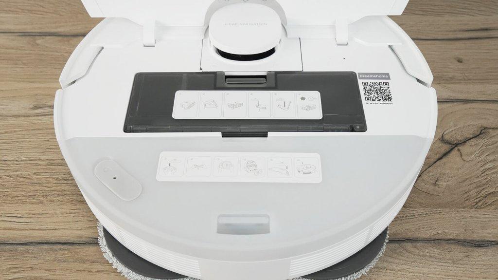 „DreameBot L10s Plus“: dulkių surinktuvo ir vandens bako vietos