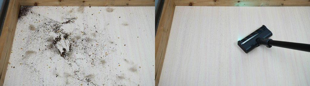 Dreame R20 Aqua: Šiukšlių surinkimas ant laminuotų grindų