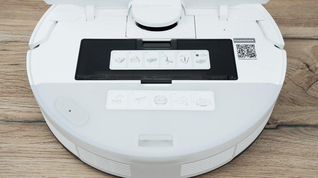 „Dreame Trouver S10“: dulkių surinktuvo ir vandens bako vietos