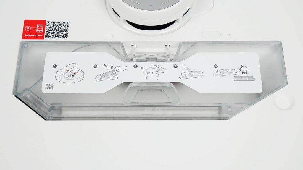 „Roborock Qrevo“ kreivė: šiukšliadėžės vieta