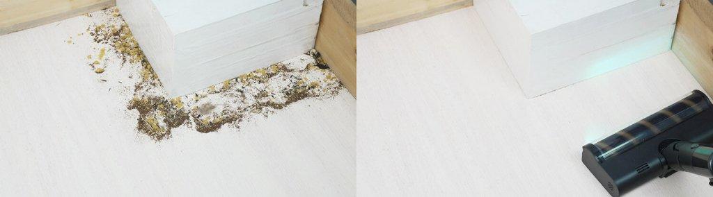 „Dreame Z30 AquaCycle“: Purvo surinkimas kampuose