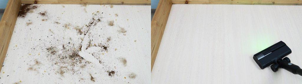 „Roborock F25 ACE Combo“: šiukšlių surinkimas nuo laminuotų grindų