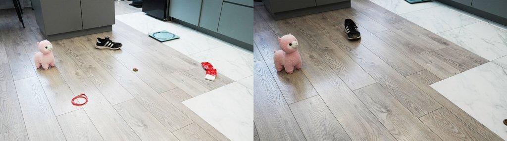 „Midea VCR S20 Plus“: objektų aptikimas ant grindų