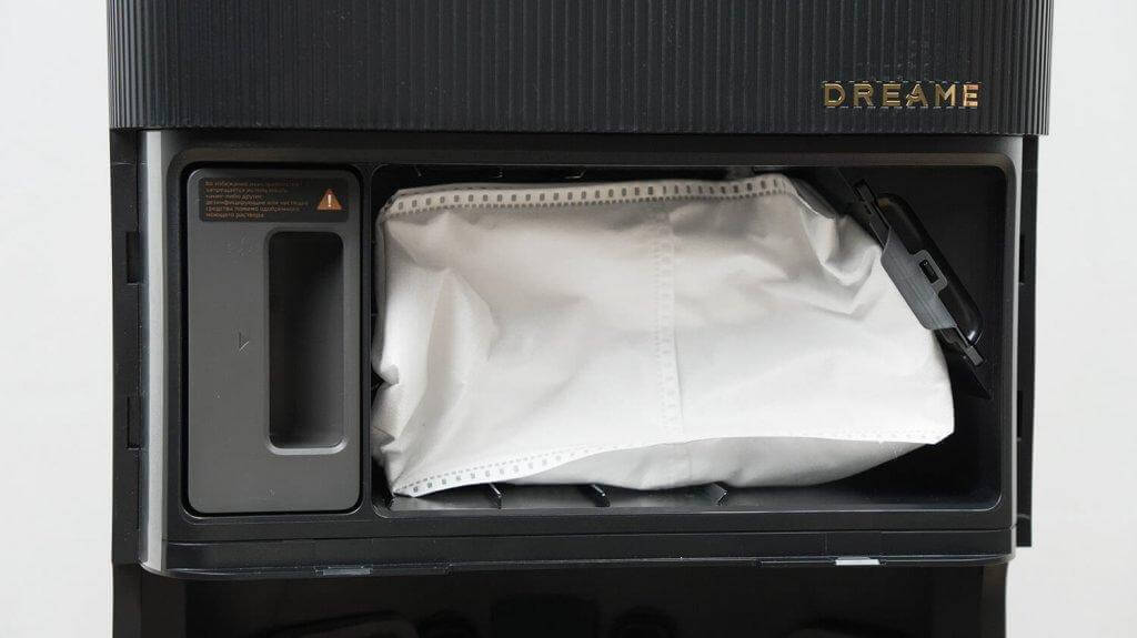 „Dreame X50 Ultra Complete“: ploviklio bakas ir purvo maišas