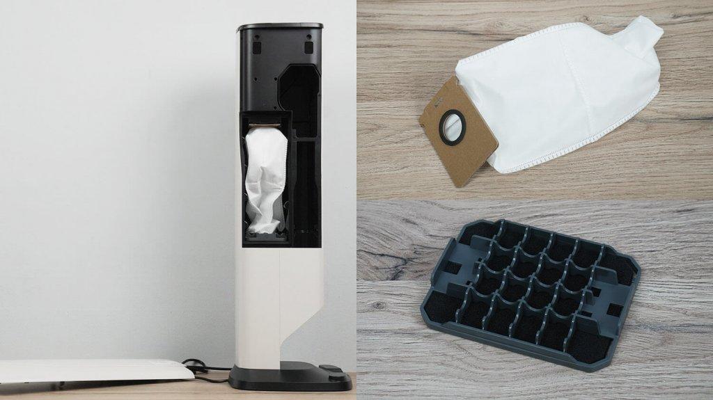 „Roborock H60 Hub Ultra“: maišelis ir papildomas filtras stotyje