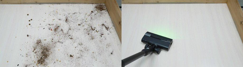 „Roborock H60 Ultra“: šiukšlių surinkimas nuo laminuotų grindų