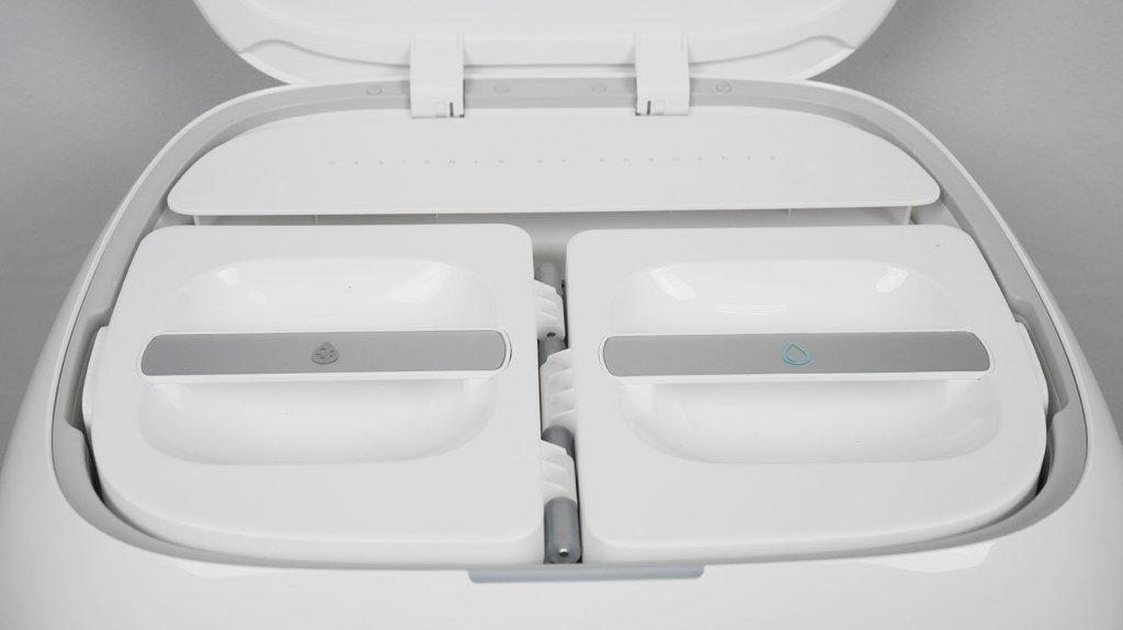 „Roborock Qrevo CurvX“: rezervuarų vietos