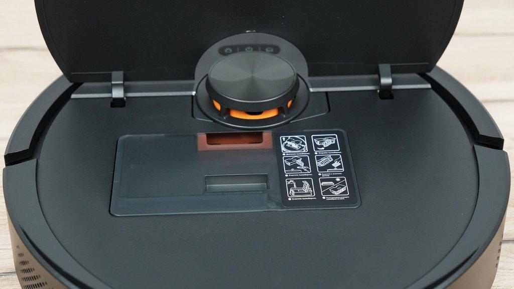 „Deerma DEM-X70“: Dulkių konteinerio vieta