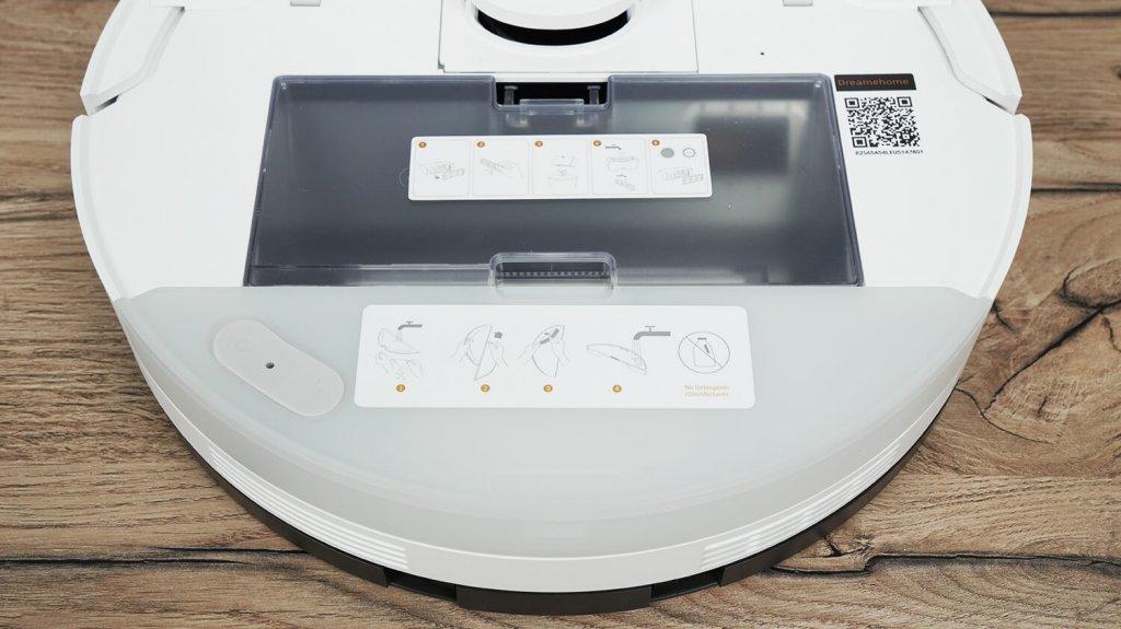 Dreame D20 Pro: dulkių konteinerio vieta