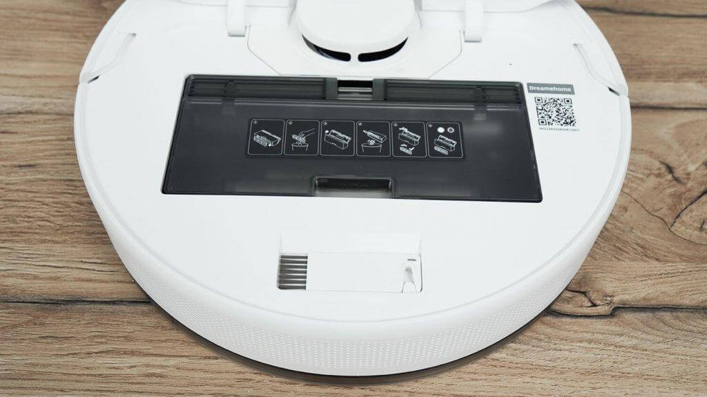 Dreame F10: Dulkių konteinerio vieta
