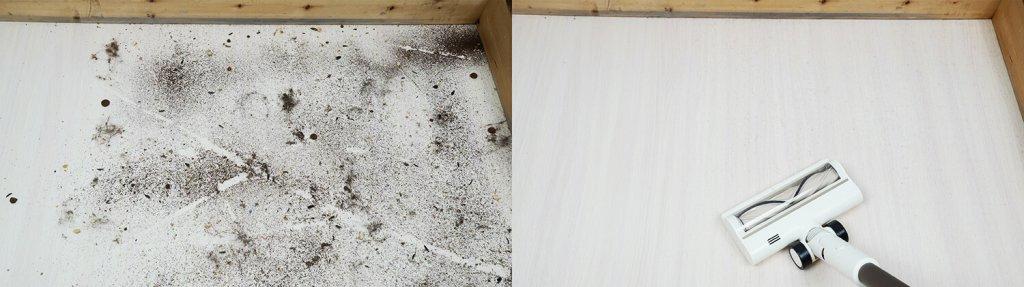 Dreame R10s Aqua: Šiukšlių surinkimas ant laminuotų grindų