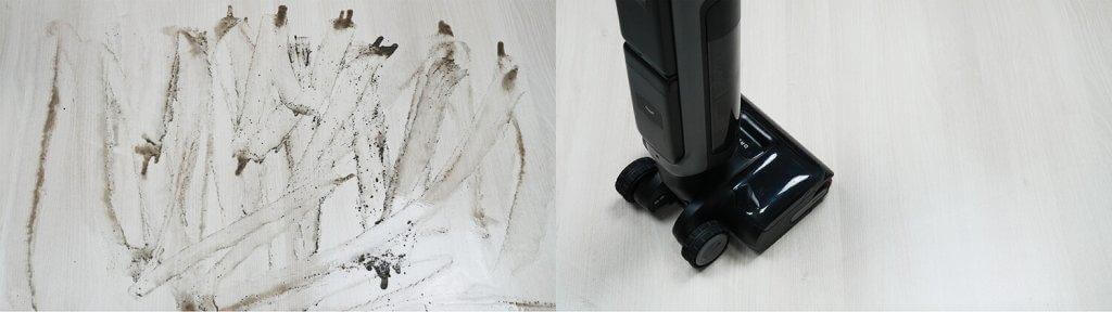 Dreame H12 Dual FlexReach: Grindų valymas nuo purvo