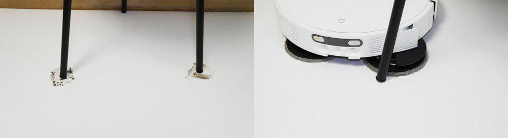 „Xiaomi Mijia 5C“: grindų valymas aplink stalo kojas